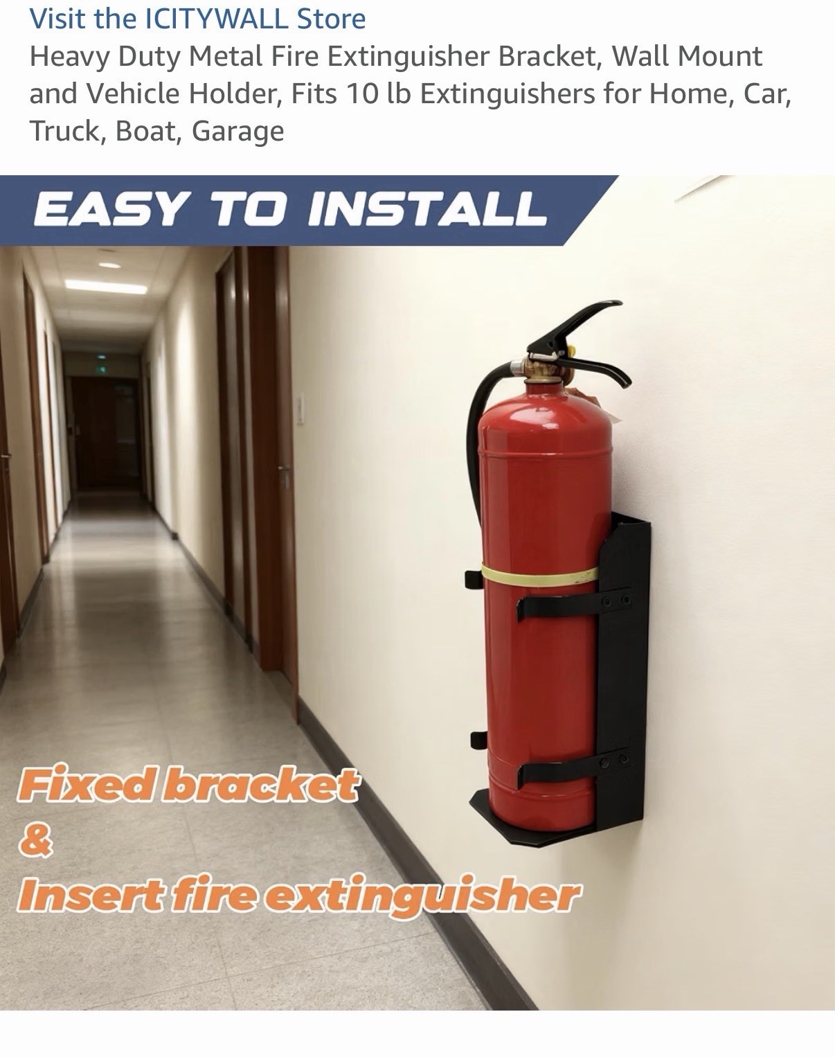 Heavy Duty Metal Fire Extinguisher Bracket, Wall Mount Vehicle Holder, Fit 10lb