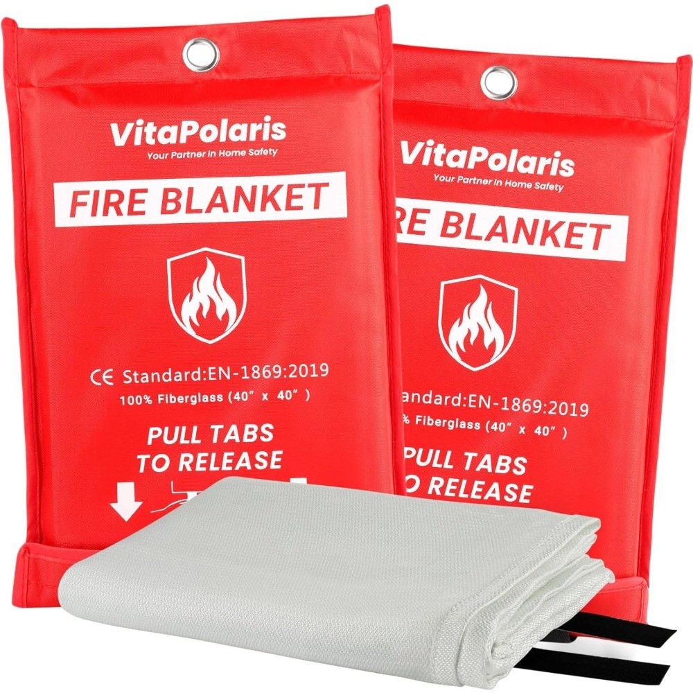 Heavy-Duty Emergency Fire Blanket, 2 Pack – Fireproof Fiberglass Blanket for