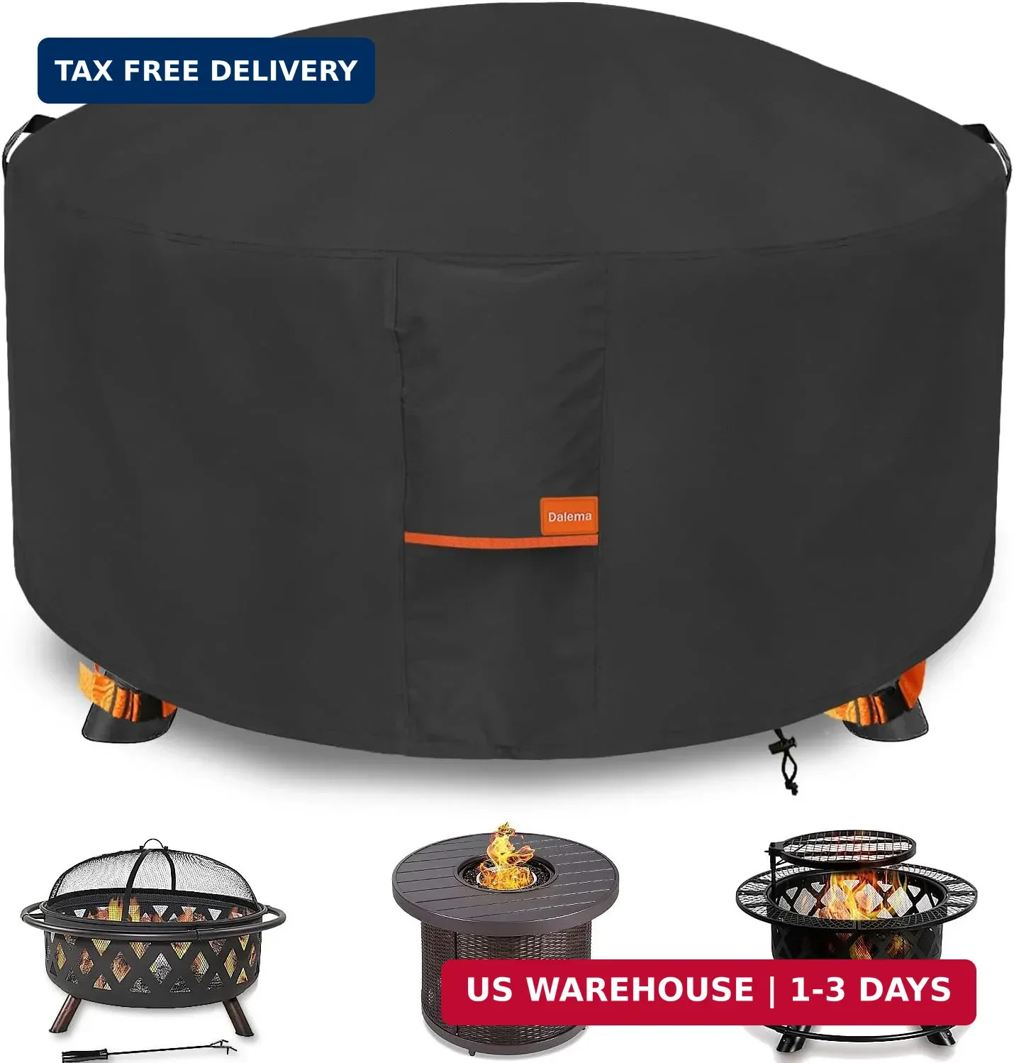 Fire Pit Cover,Outdoor Heavy Duty 600D 100% Waterproof Fire Pit Cover Round,Weat