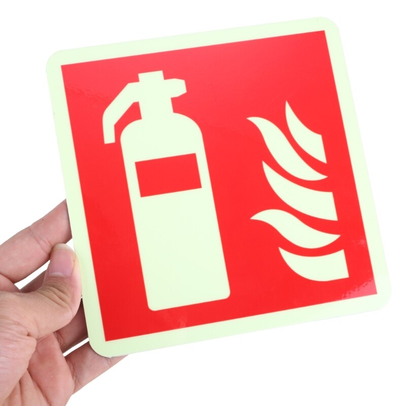 5Pcs Glow in Dark Extinguishers Sign Waterproof for Indoor Outdoor Use