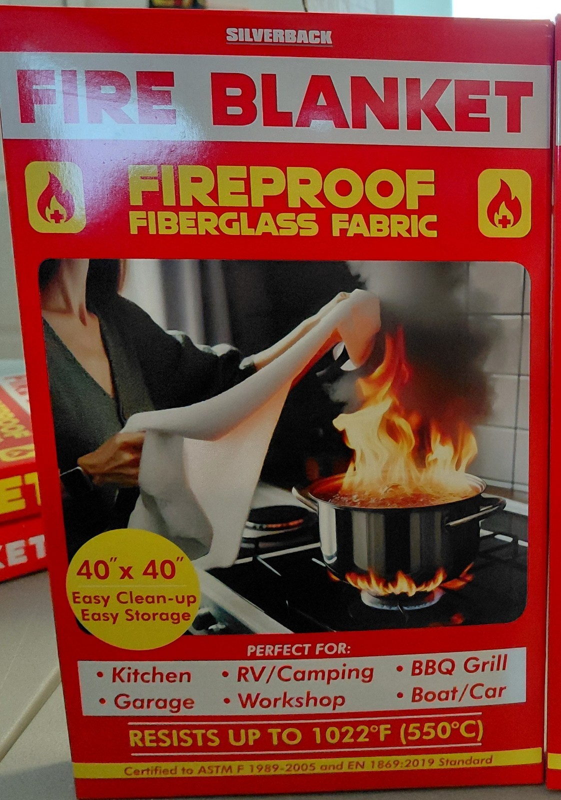 Silverback Fireproof Fiberglass 550 Degrees Fire Blanket 40″ X 40″ **NEW**