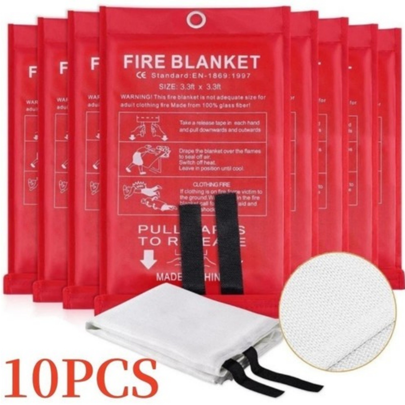 10 PACK FIRE BLANKET Fiberglass Hero 39”x39” Emergency Home Retardant Prepared