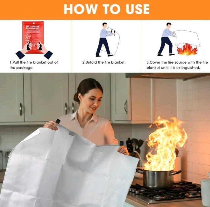 Emergency Fire Blanket 40″x40″ Fiberglass 1 PackFire Retardant Blankets W/Hooks