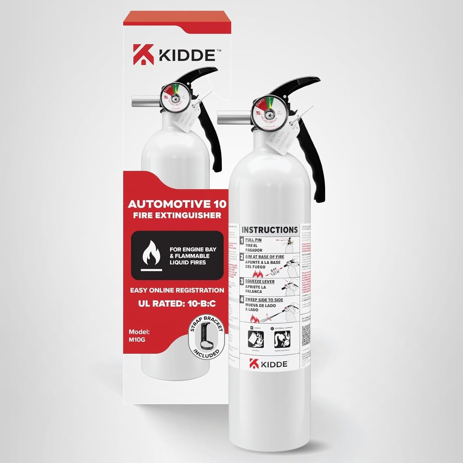 Kidde Fire Extinguisher for Vehicles Cars Trucks Single-Use 10BC All-Metal
