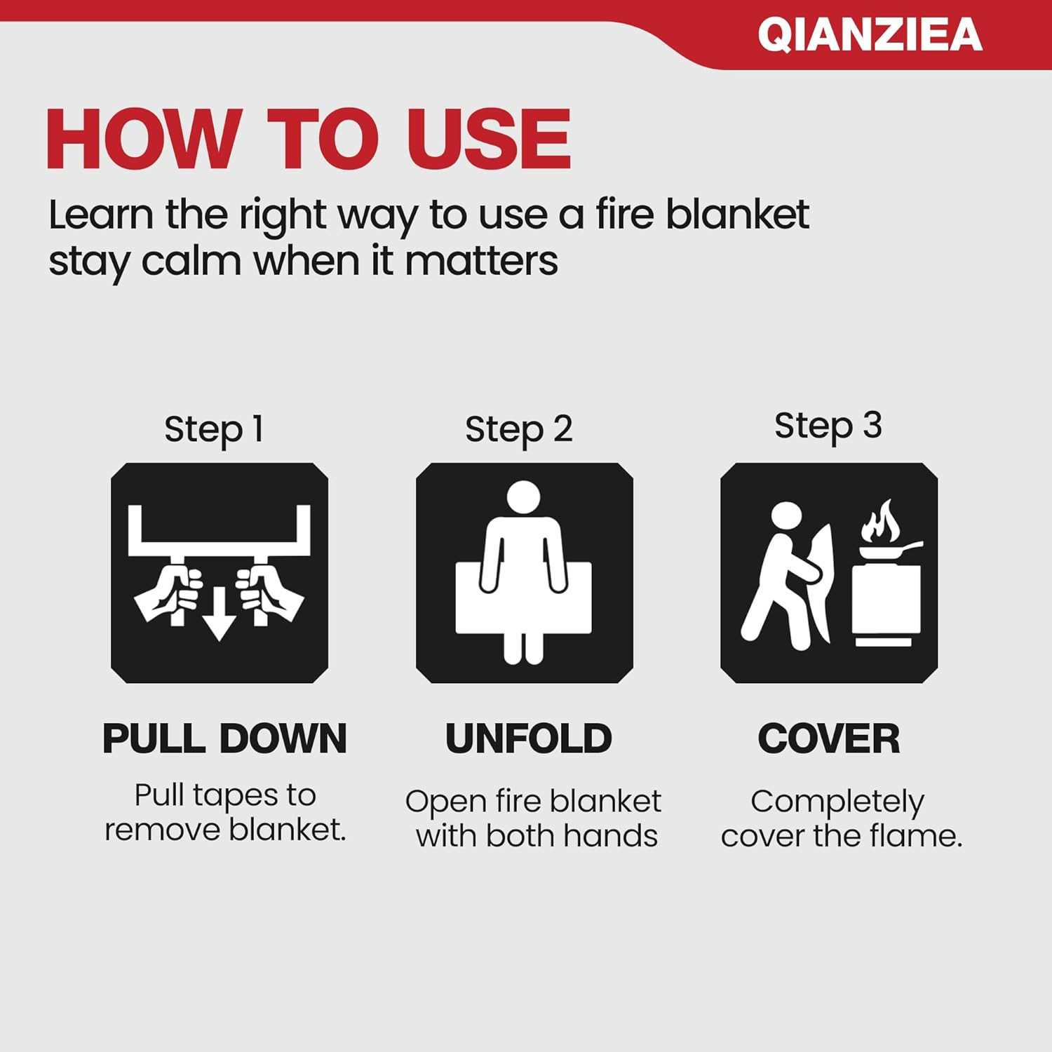 Fire Blanket,2 Pack,40″X40″ Fire Blankets Emergency for Home and Kitchen