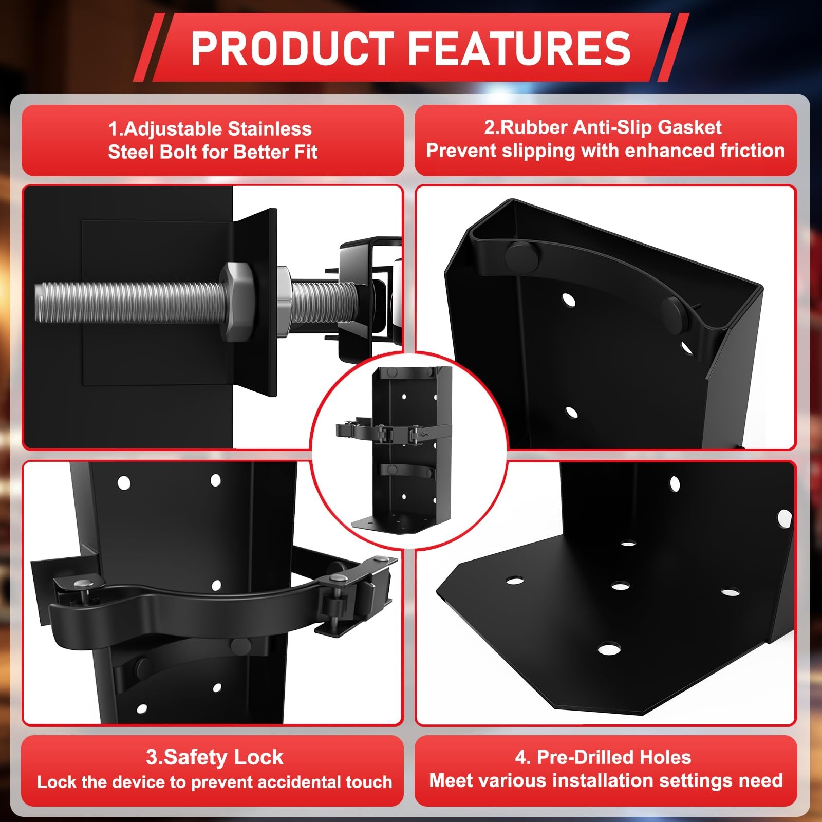 1 PCS Black Heavy Duty Fire Extinguisher Wall Mount Bracket Fits 5lb Dry