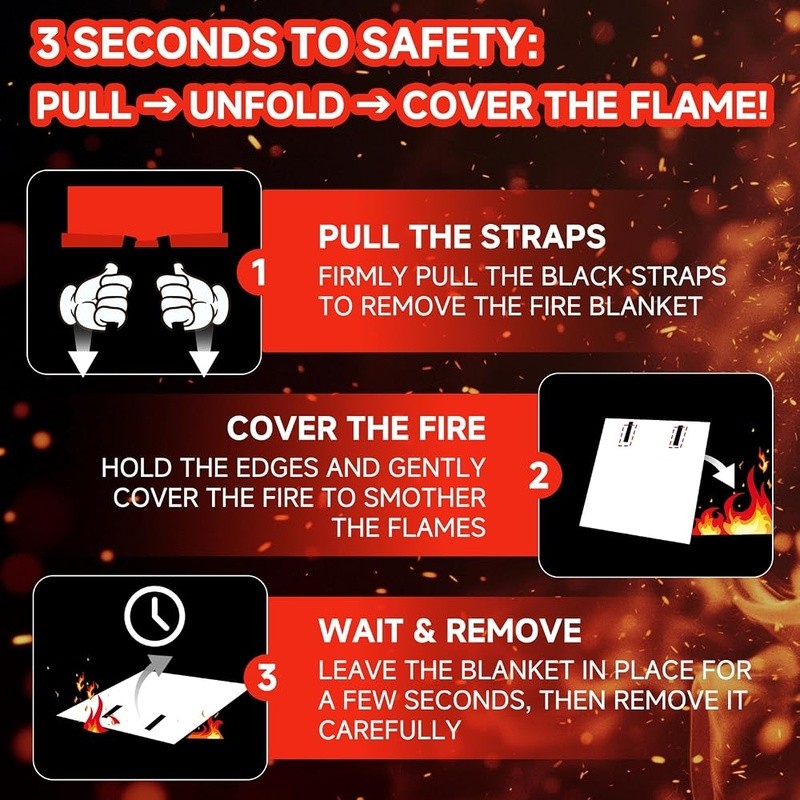 Fire Blanket 1100℉ Heat Resistant Fiberglass Emergency Fire Suppression Tool New