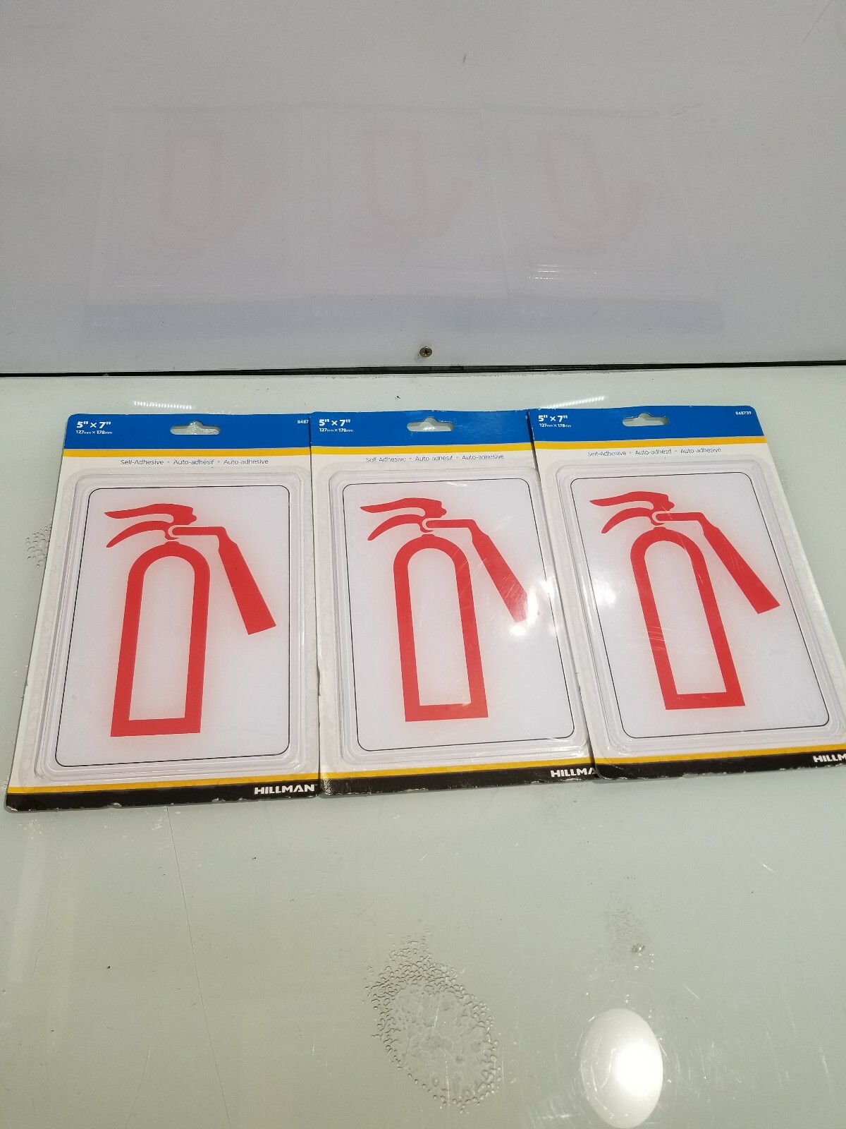 Lot of 3 Hillman 5″x7″ Fire Extinguisher Sign Plastic NEW(2)
