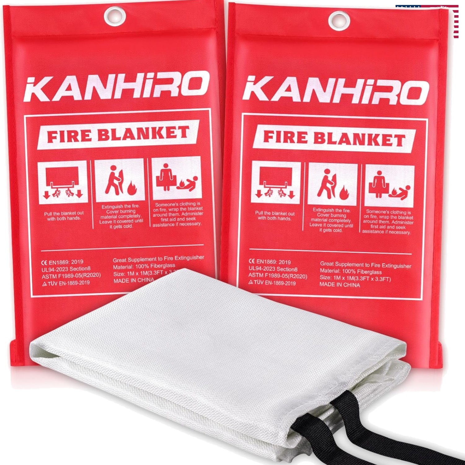 Fire Blanket Emergency for Home Kitchen – Fiberglass Fire Suppression Blanket…