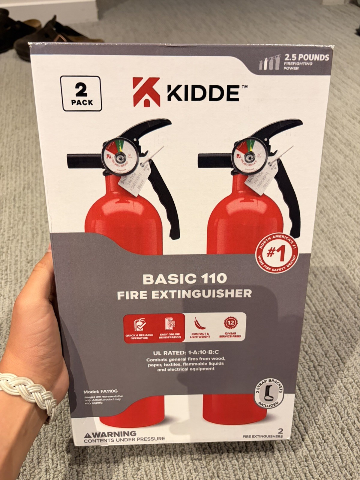 2-Pack Kidde Home Fire Extinguisher 1-A:10-B:C Class ABC 2.5 lb. 21030932