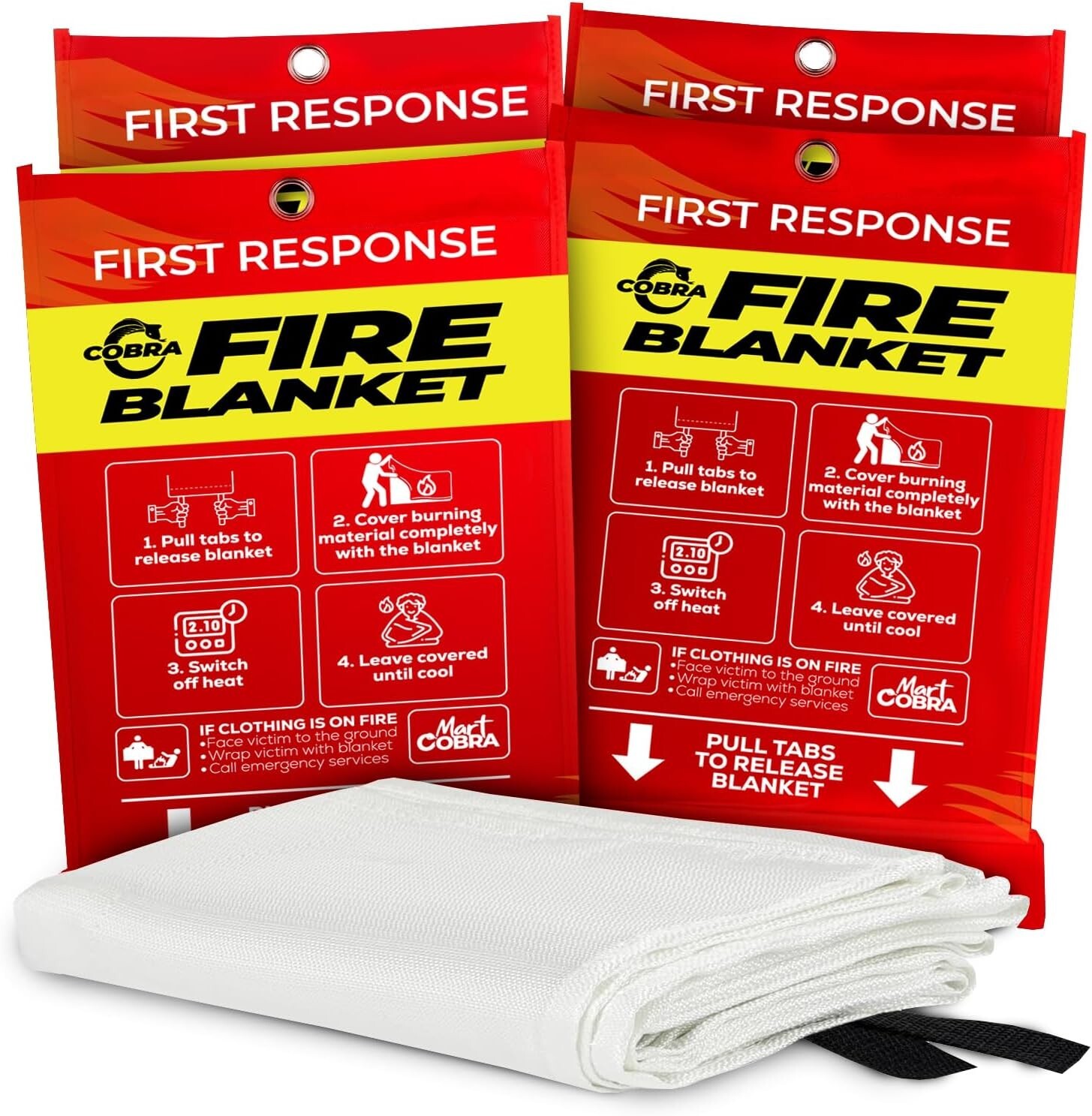 4Pk Mart Cobra First Response Fire Blanket Fire Protection 100% Fiberglass 40×40
