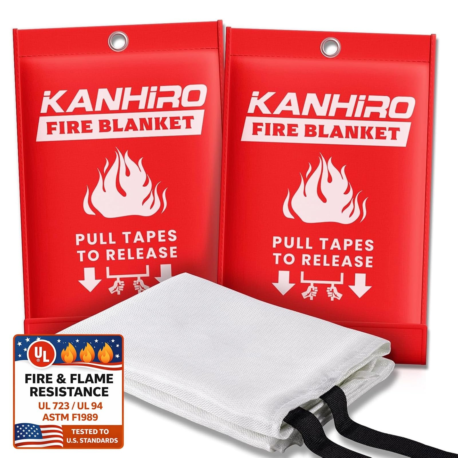Emergency Fire Blanket 2 Pack – Fiberglass Fire Suppression for Home, Kitchen, G