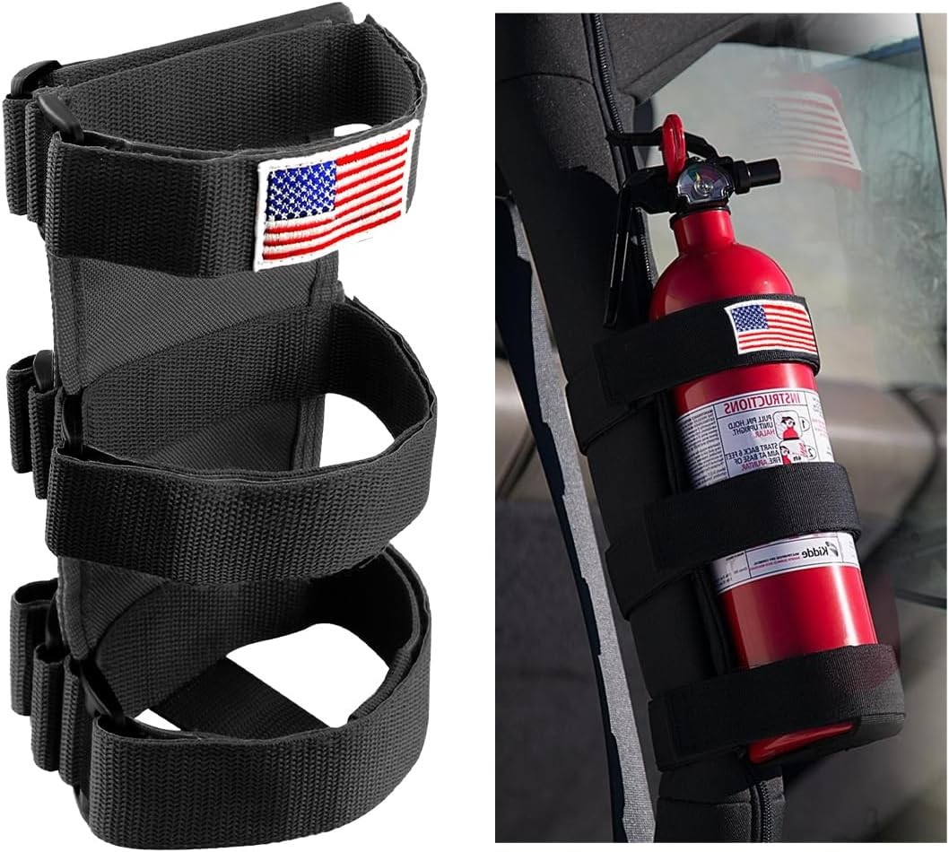 Gasedin Fire Extinguisher Holder, Adjustable Roll Bar Black, 1 PCS