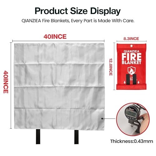Emergency Fire Blanket 4 Pack – 40″x40″ Safety Blankets for Home & Kitchen