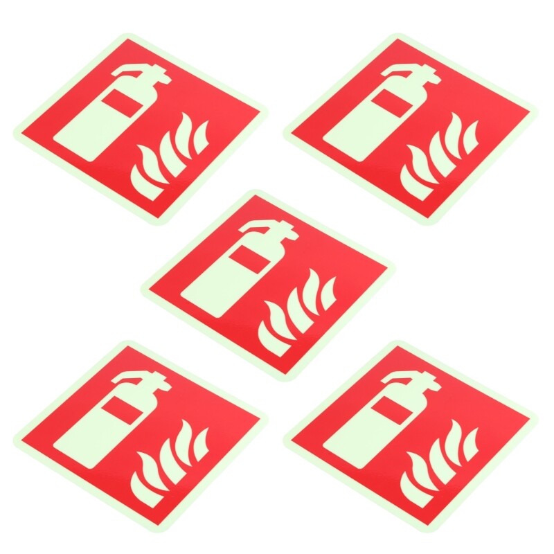 5Pcs Glow in Dark Extinguishers Sign Waterproof for Indoor Outdoor Use