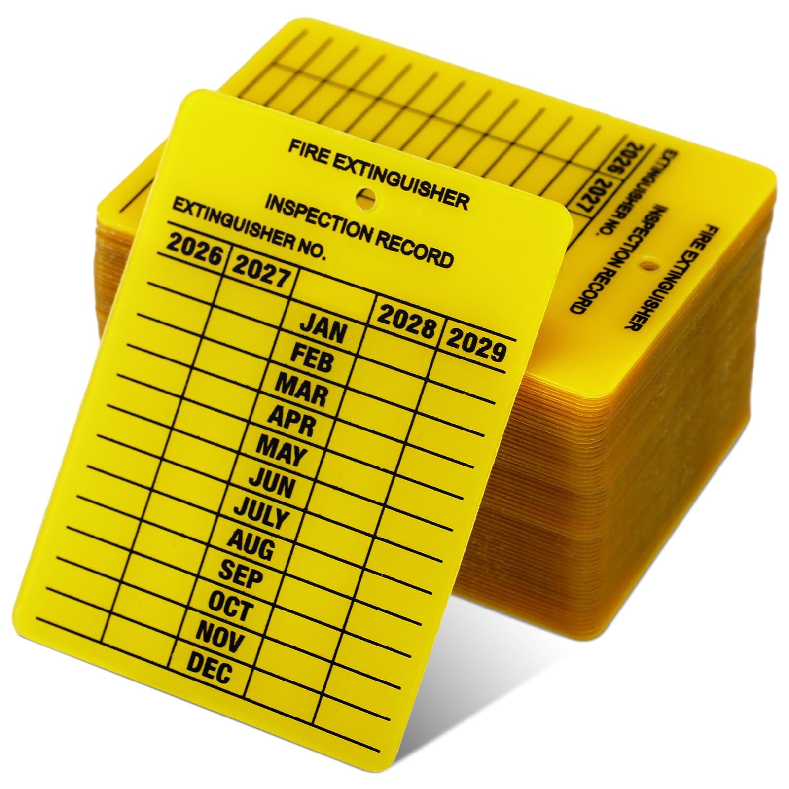 100 Pack Fire Extinguisher Tags Monthly Inspection Yellow Plastic 20262029 Du…