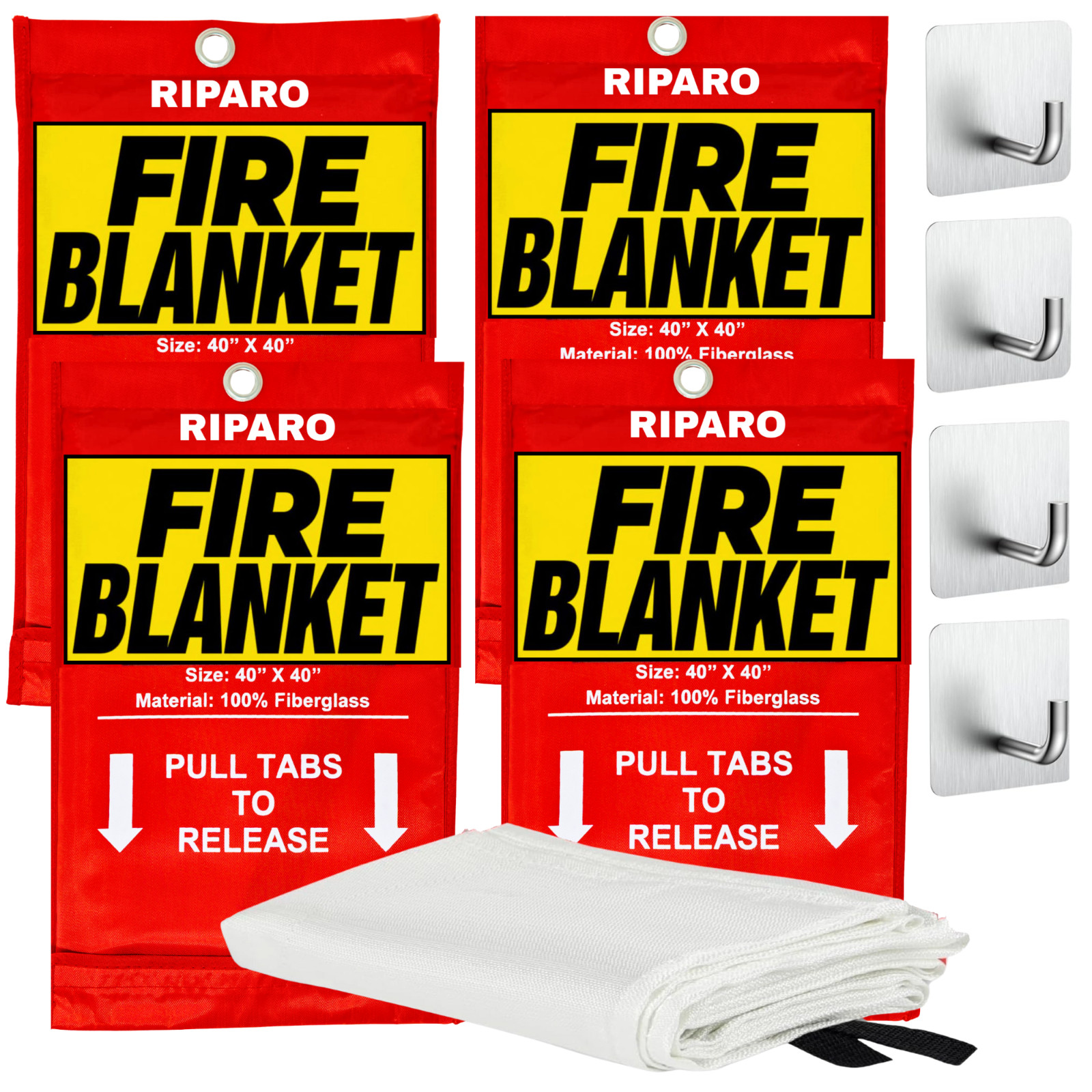 Emergency Fire Blanket W/Hook, For Home & Kitchen, Fire pits, BBQ, Fireplace