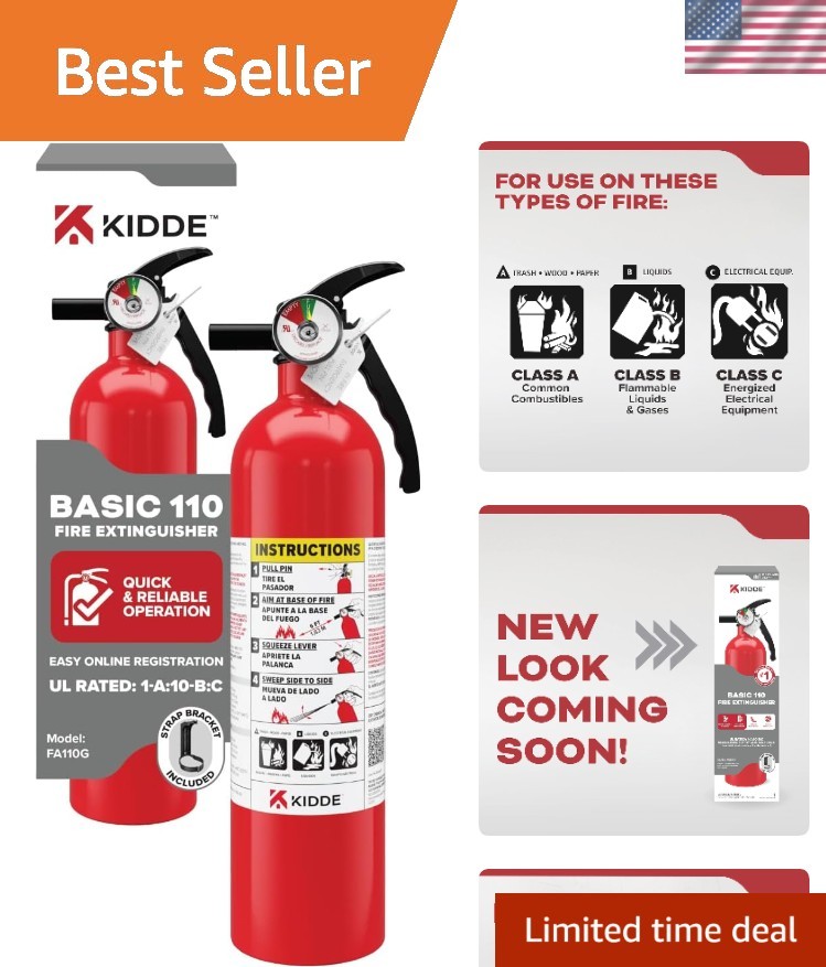Red Aluminum Fire Extinguisher 1A10BC – Compact Safety with Easy Access Pin