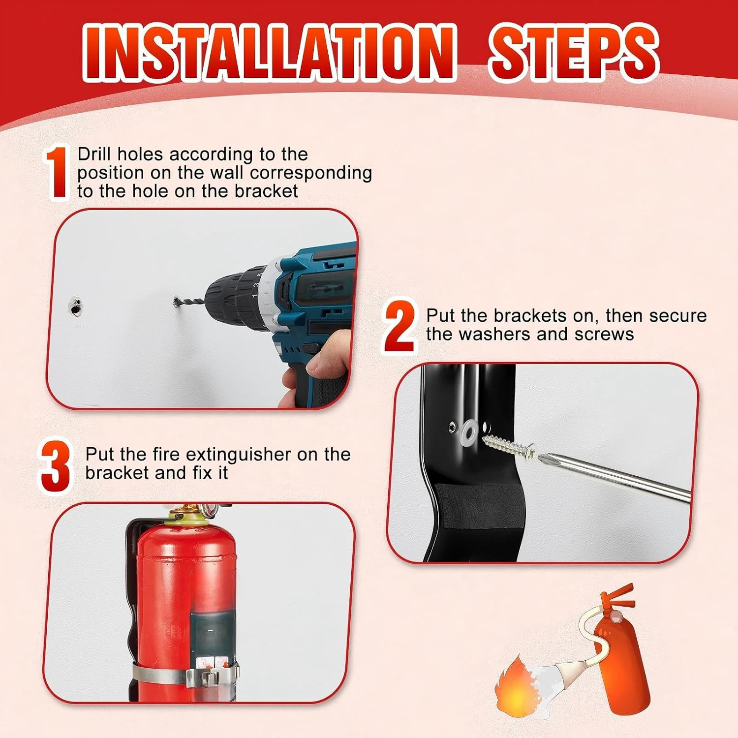 10 Pack Fire Extinguisher Bracket 5 Lb Wall Mount Stainless Steel Fire Extinguis