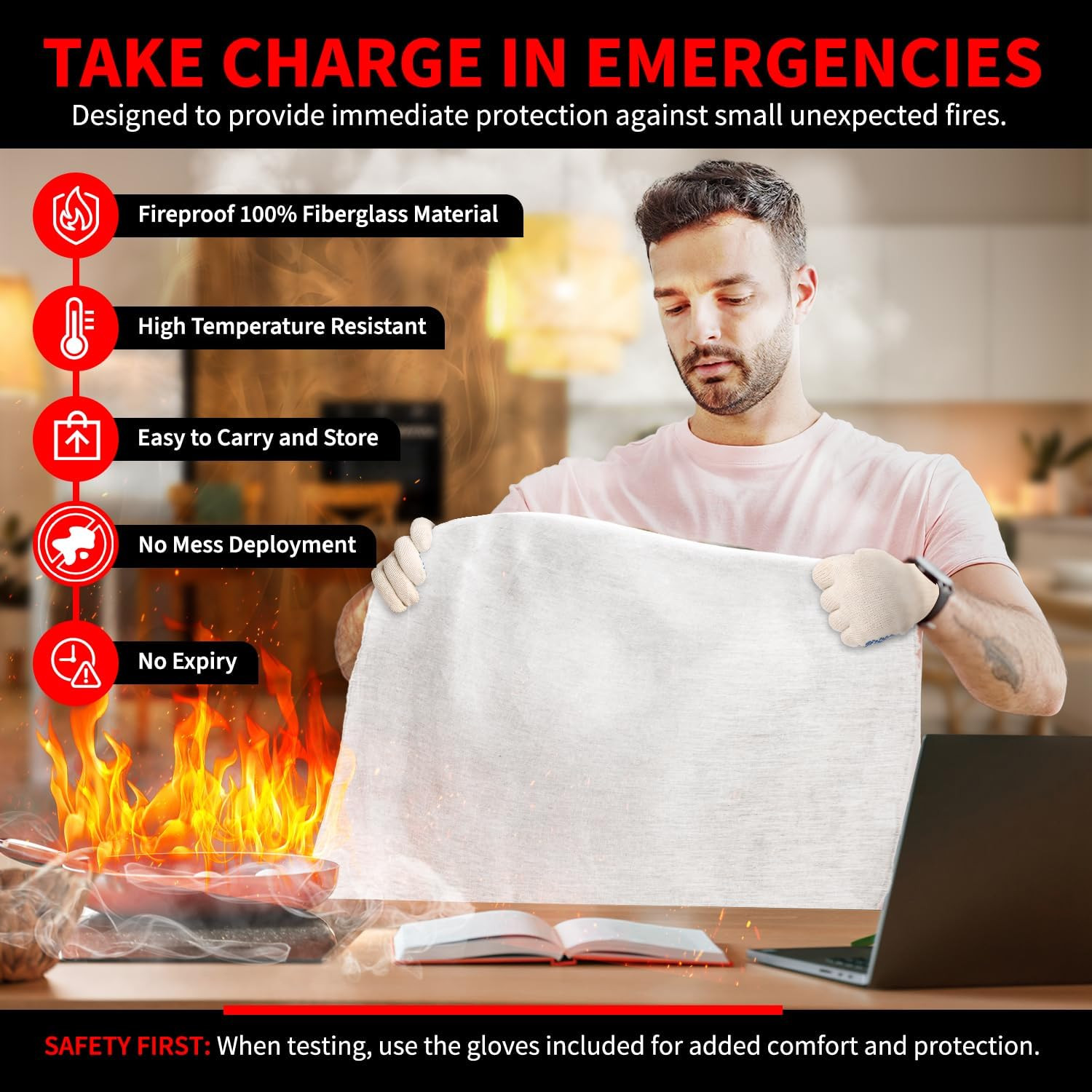 Protect Life Saving Emergency Fire Blankets 2 Pack – 40″X40″, Fiberglass Fire Bl