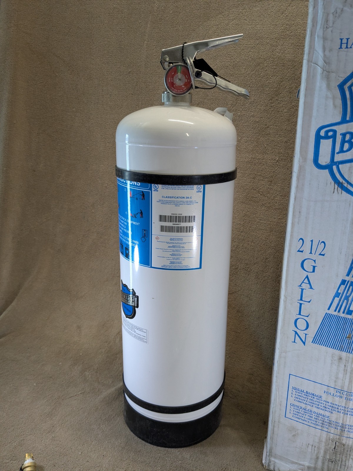Buckeye 51000 Fire Extinguisher 2A:C Water Mist 2.5 Lb