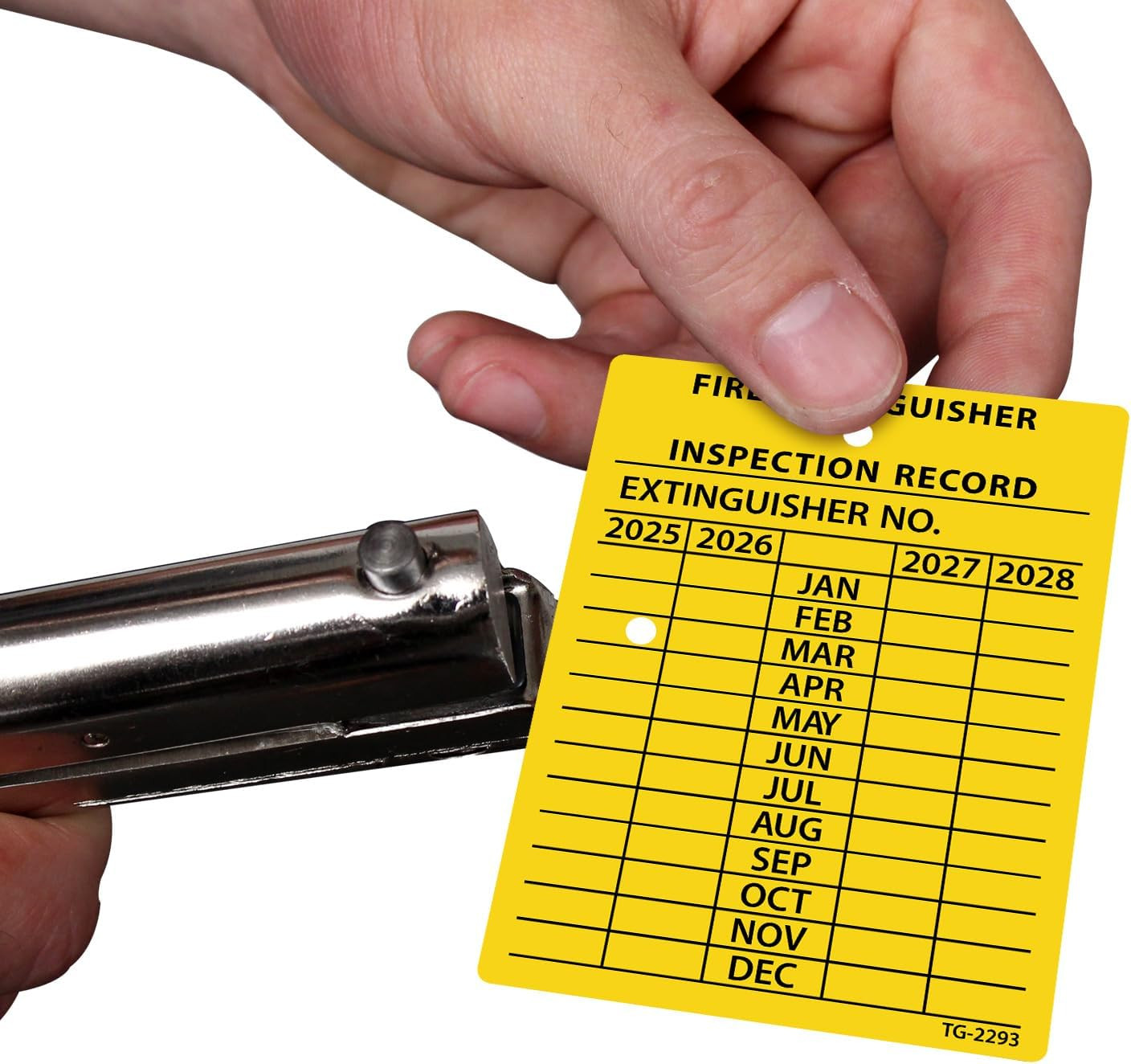 Smartsign 4-Year Yellow Fire Extinguisher Tags Monthly Inspection (10-Pack)