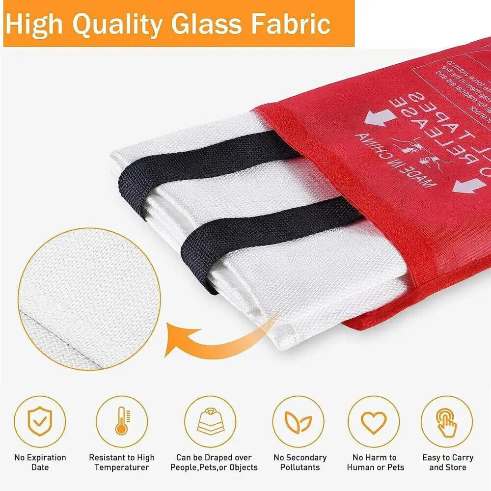 2 Pack Large Fire Blanket Fiberglass Emergency Home Retardant Prepared 39”x39”
