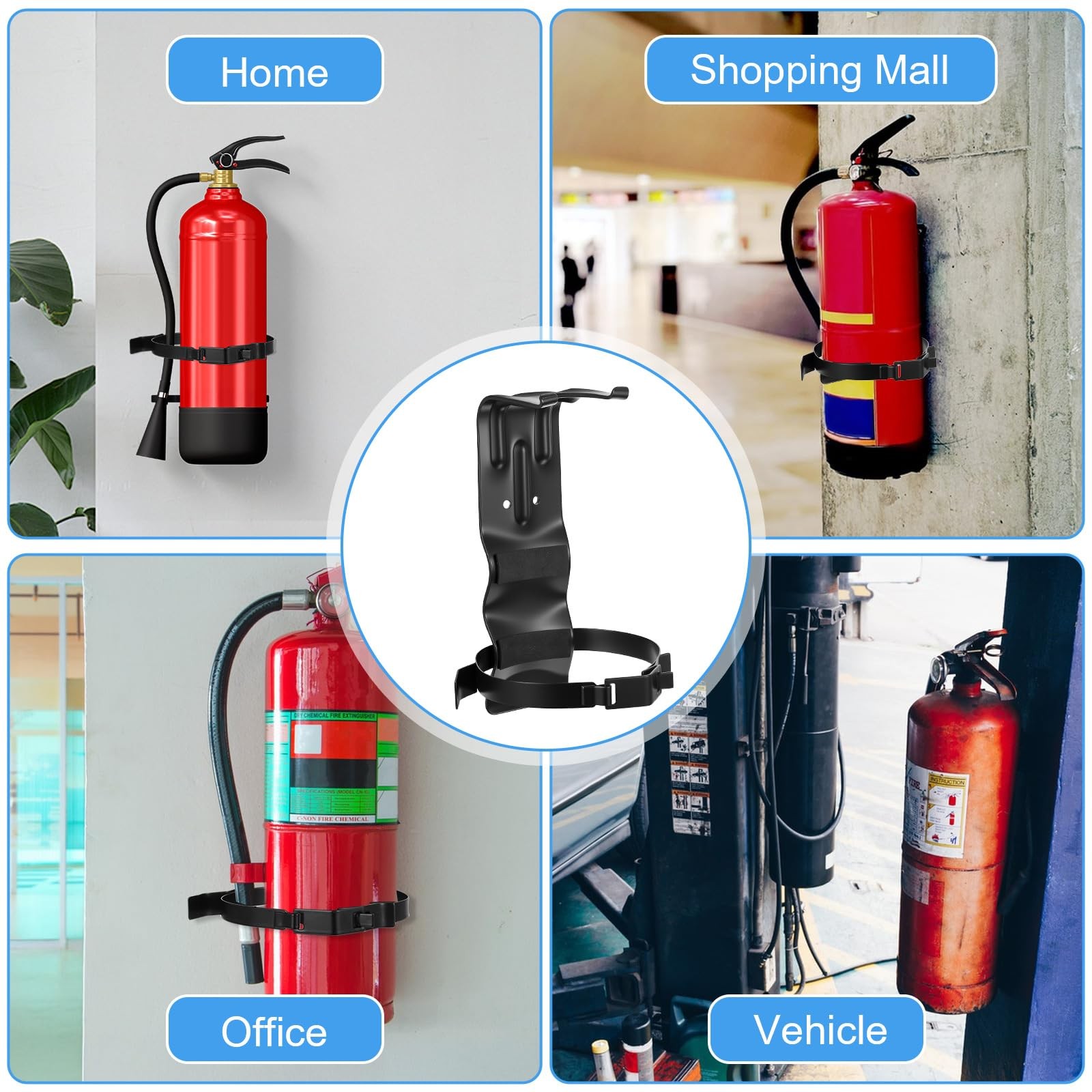 4 PCS Fire Extinguisher Mount Bracket 5 LB Metal Heavy Duty Wall Holder Car