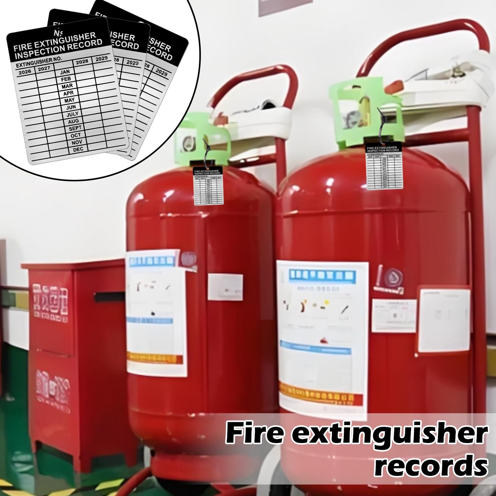 25 Sets Metal Inspection Tags Safety Inspection Tags Fire Extinguisher Inspec…