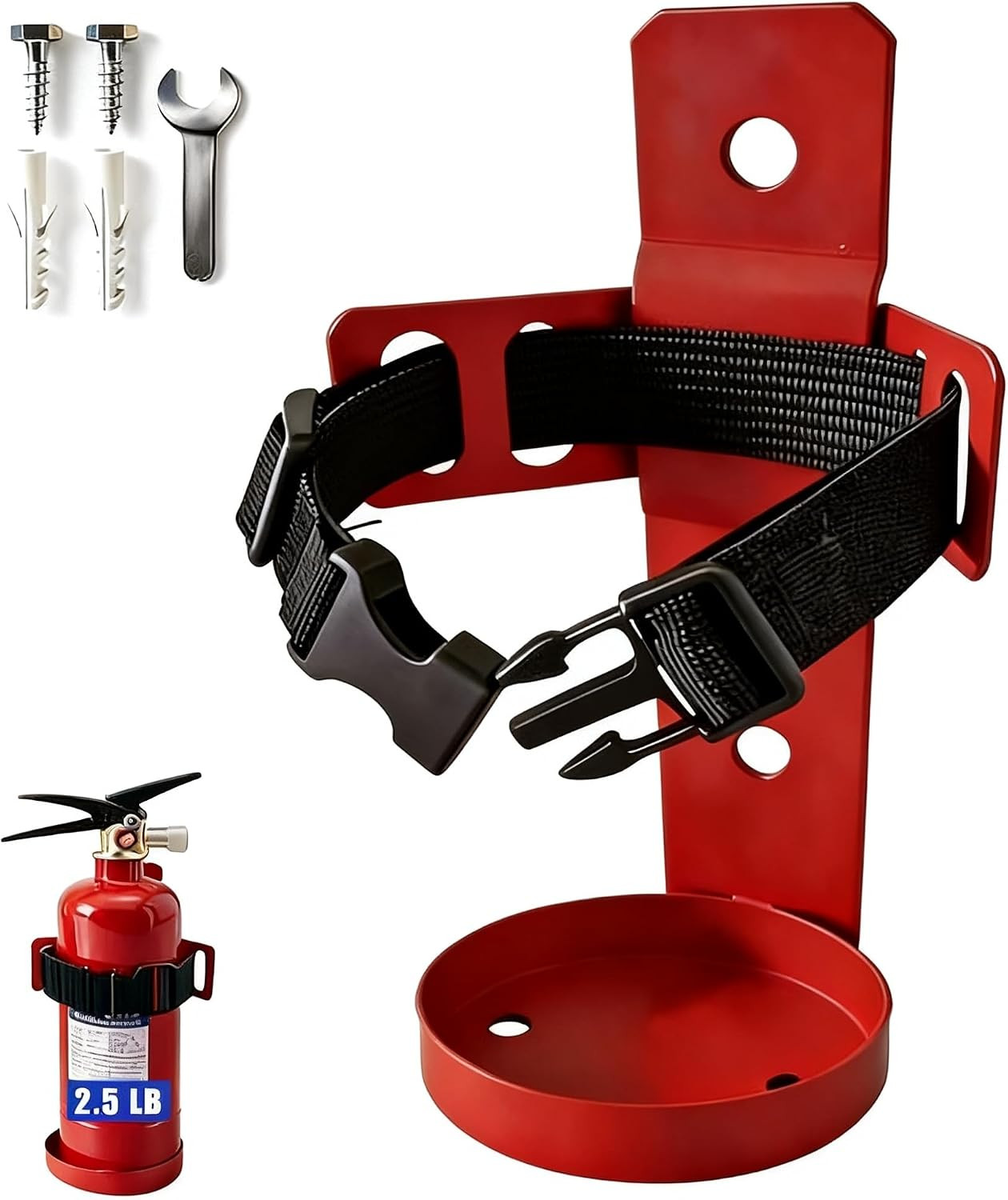 2.5LB Fire Extinguisher Mount, Heavy Duty Quick Release Metal Wall Mount Bracket