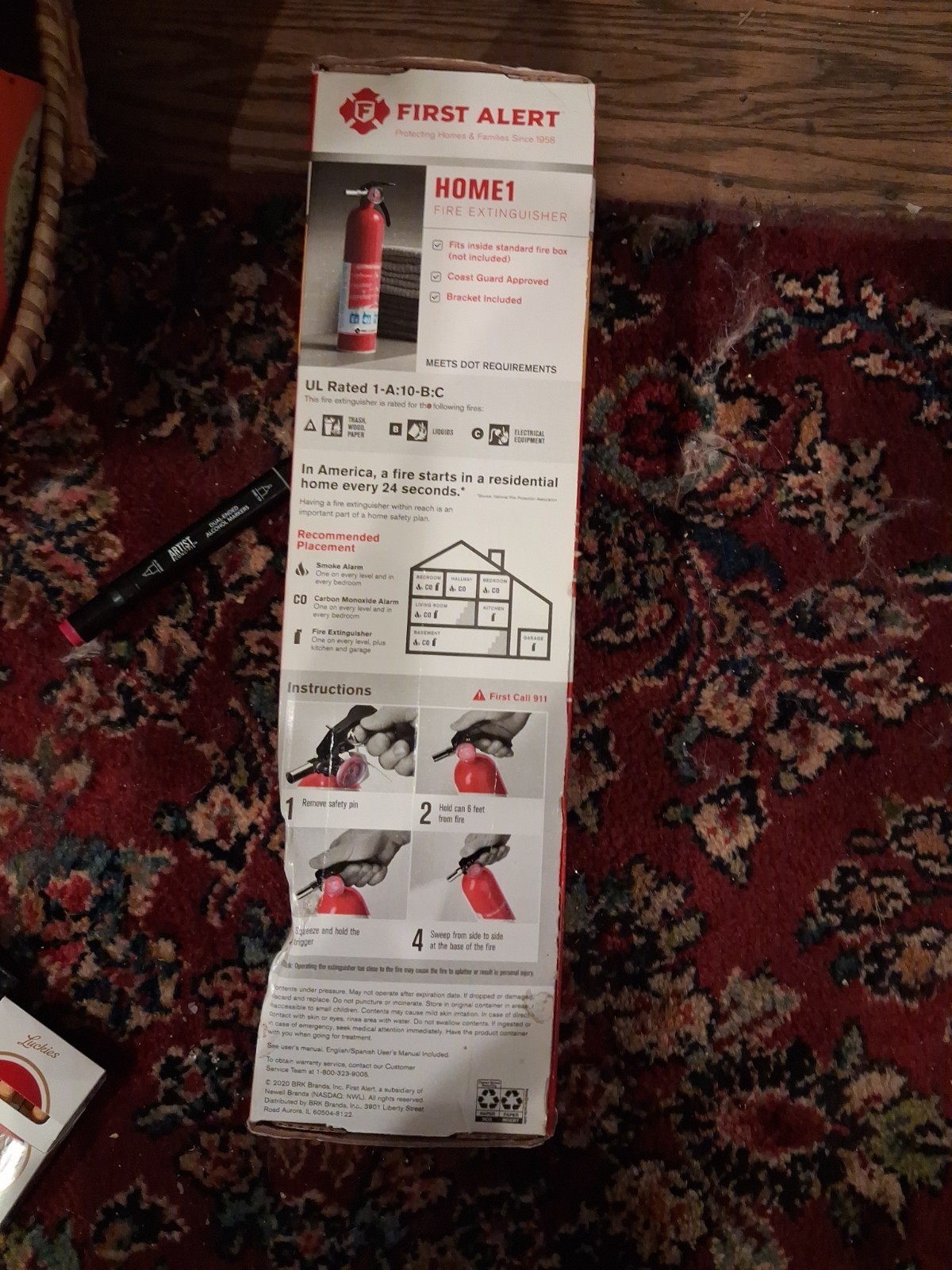 First Alert Home1 1-A:10-B:C Rechargeable Home Fire Extinguisher 2.5lbs NEW