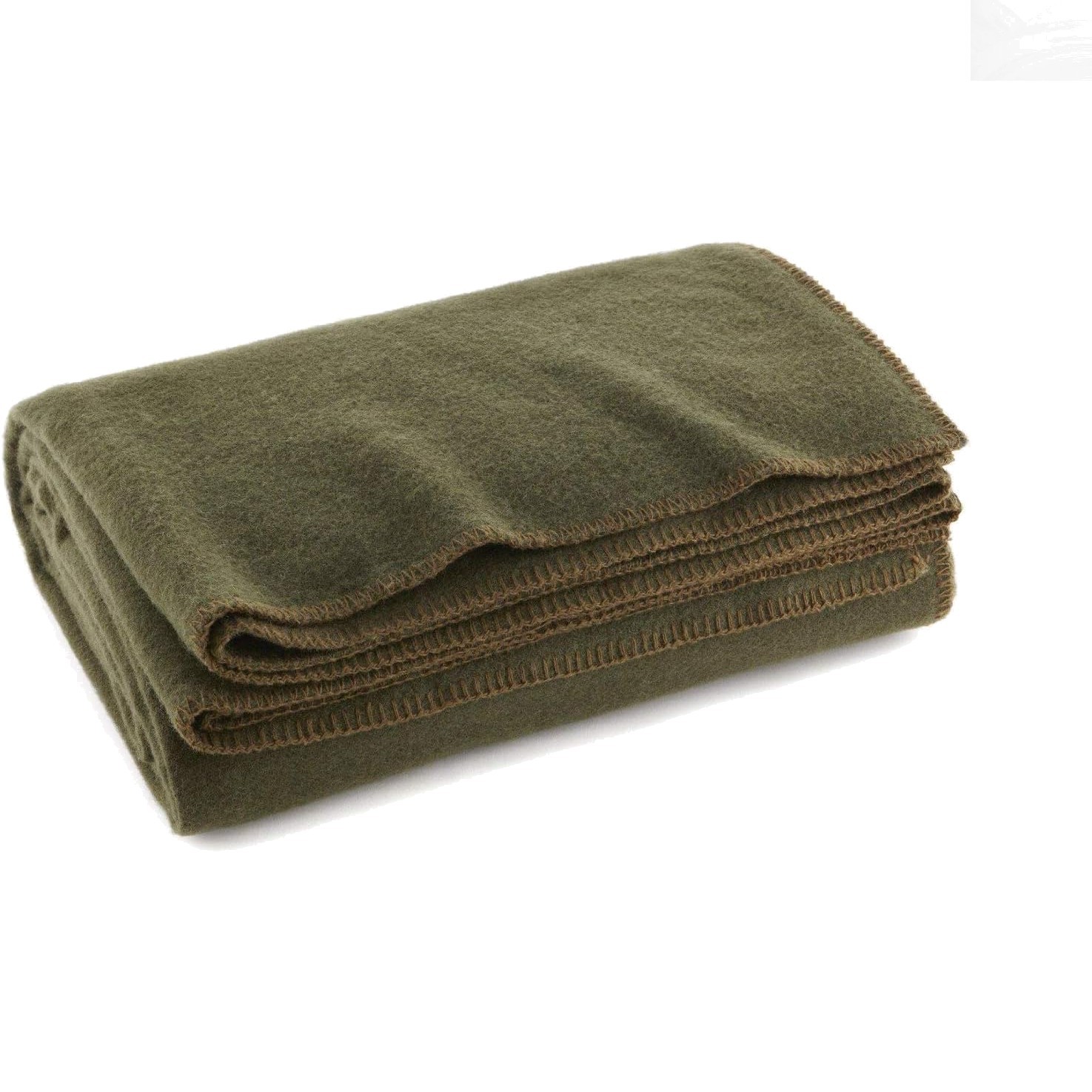 Olive Green Wool Blanket – 80% Wool, Fire Retardant & Extra Warm 66″ x 90″