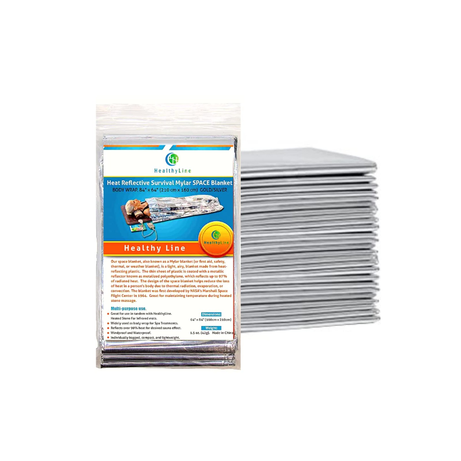 Emergency Mylar Foil Blanket 50-PACK – Extra Large 84″ x 64″ – Thermal Reflec…