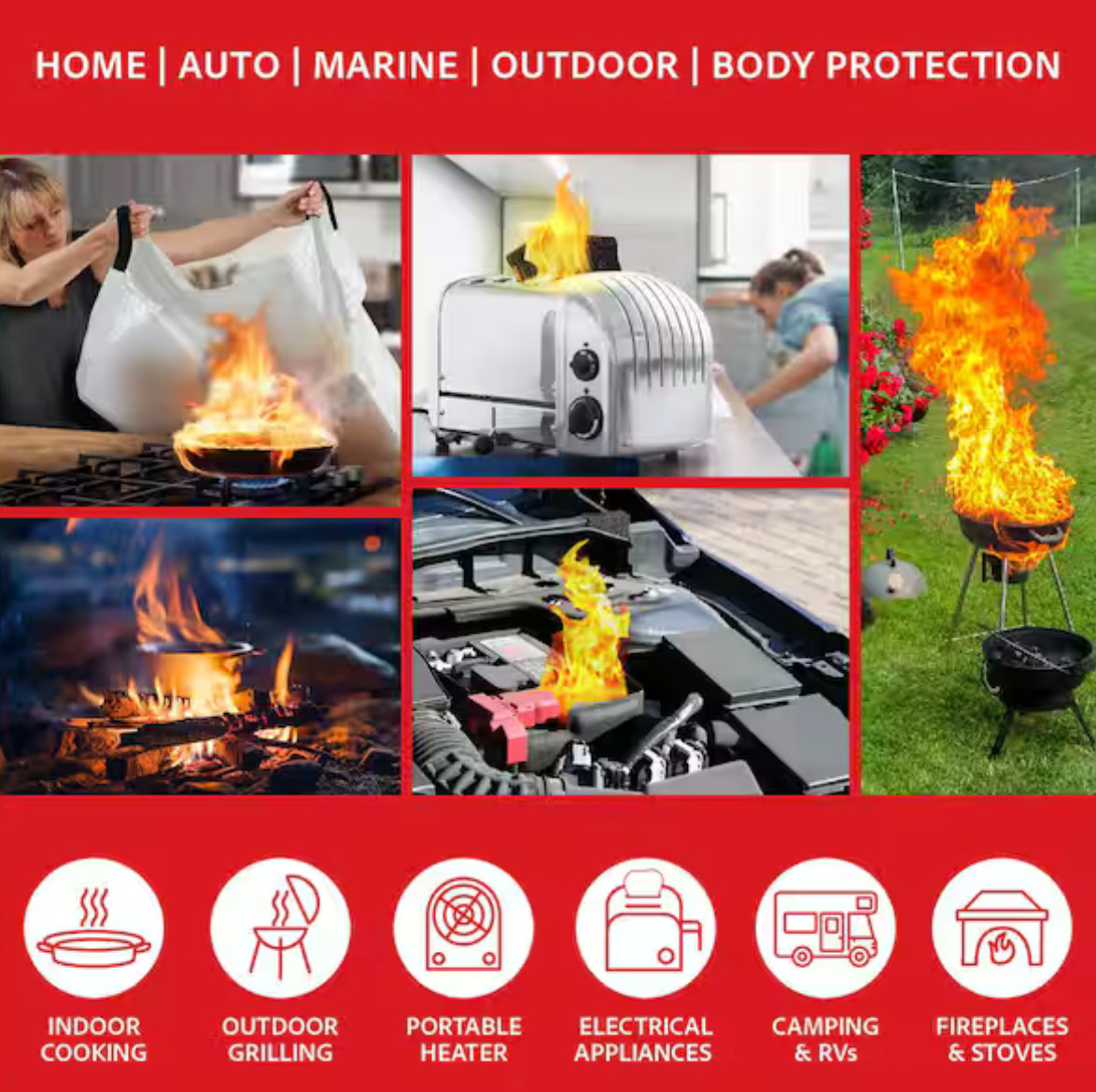 Silverback Fire Blanket 40″x40″ Fireproof Fiberglass Emergency Blanket 4 PackNEW