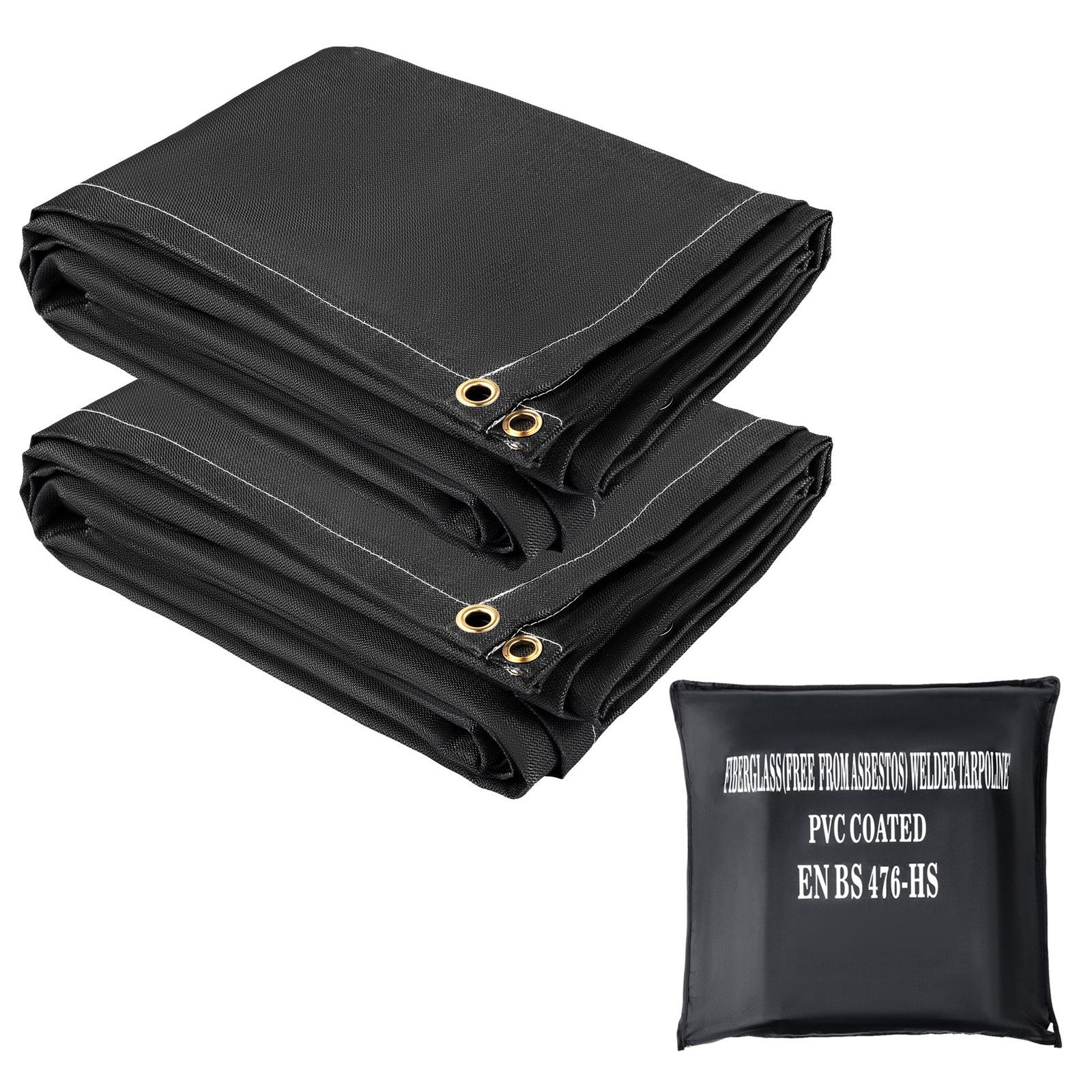 6’x10′ Fiberglass Fire Blanket 1022°F, 2-Pack w/ 8 Brass Grommets