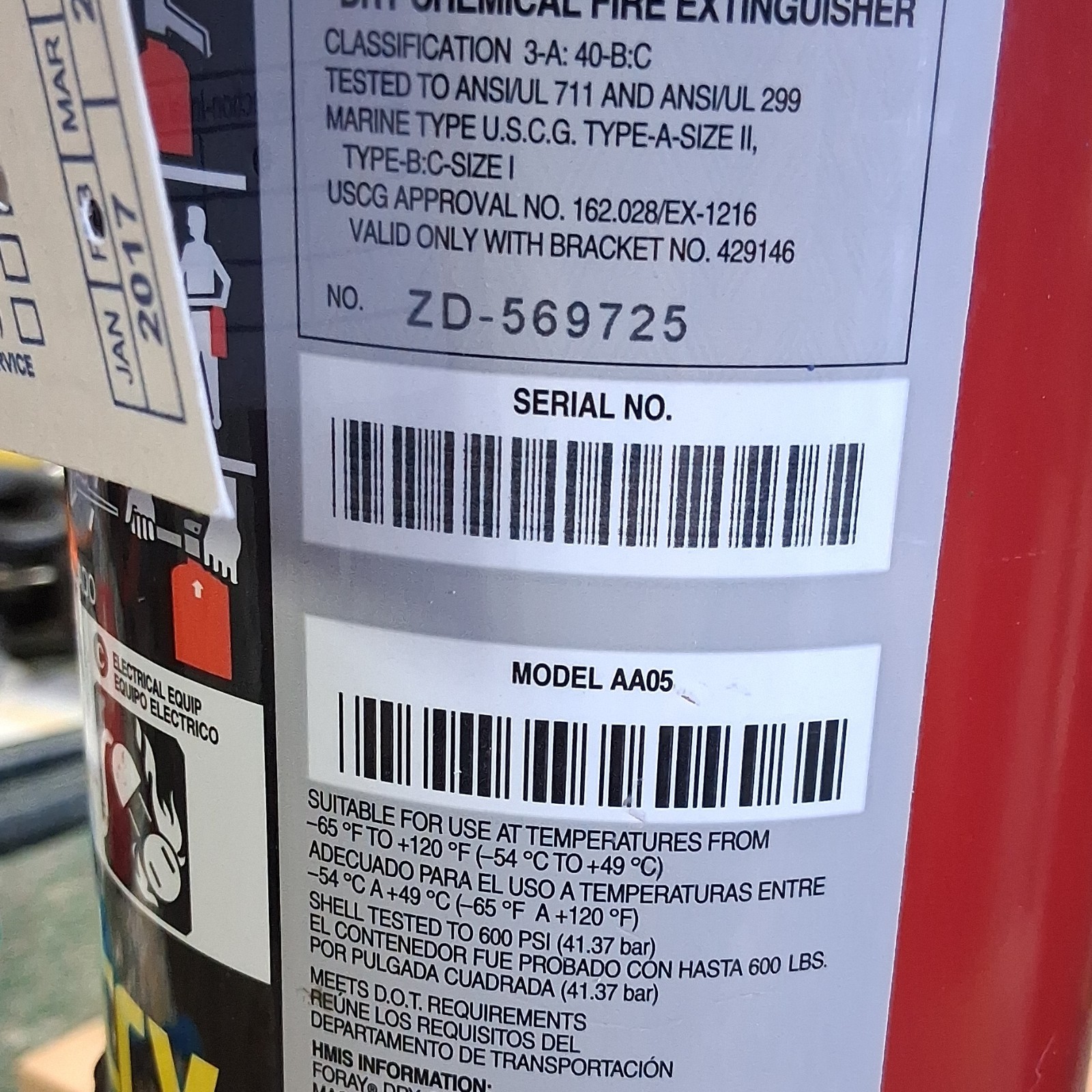 ANSUL Sentry AA05 Dry Chemical Fire Extinguisher Fire Extinguishers Exp 2021
