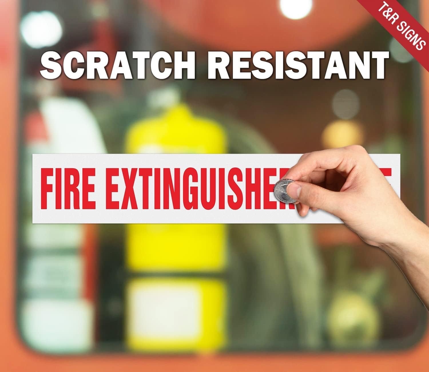 🔥🧯(TWO) “FIRE EXTINGUISHER INSIDE” 9″ x 1.7″ Self-Adhesive Vinyl Reflective