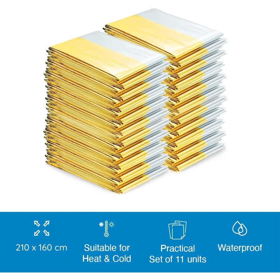 ISOP Rescue Blanket Gold & Silver | 11 Units Large Size 82 x 63 in | Emergenc…