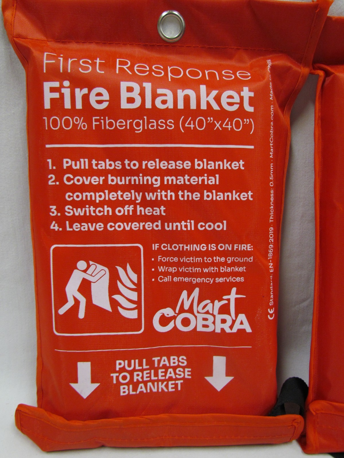 Lot of 2 Mart Cobra First Response Fire Blanket | 100% Fiberglass 40″ x 40″ NEW