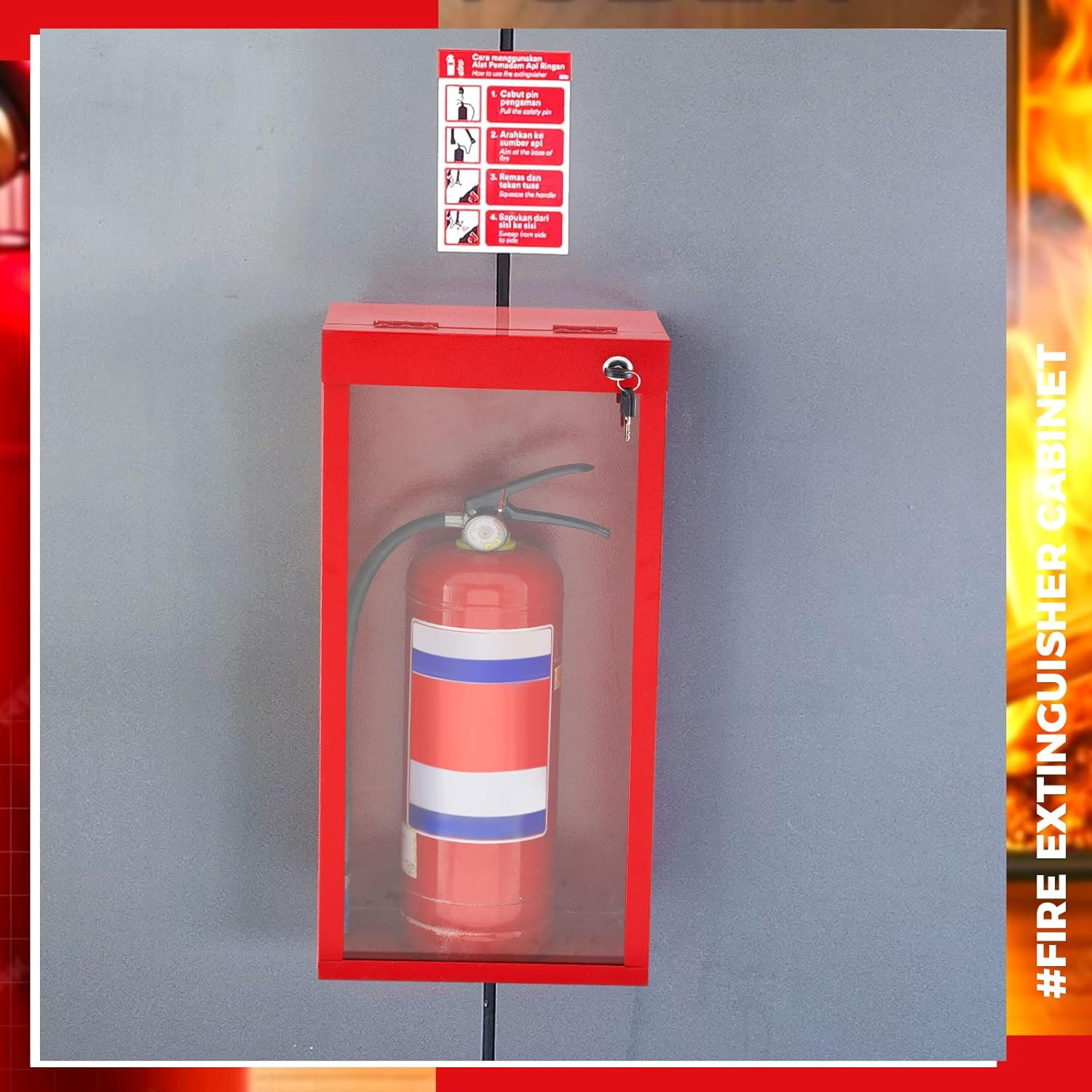 Heavy Duty Red Fire Extinguisher Cabinet – 2 Pack, Wall & Surface Mount