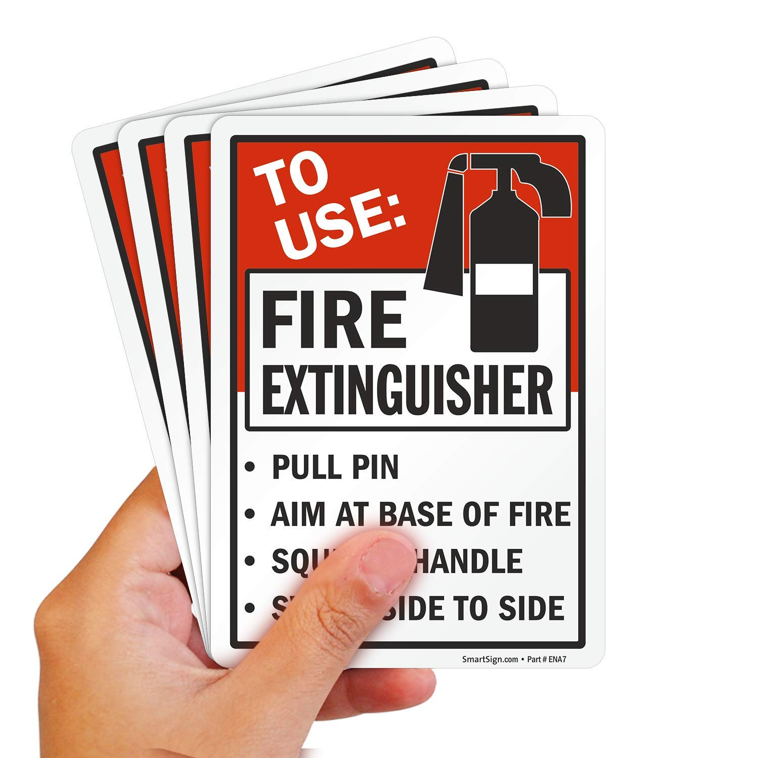 7″ x 5″ Fire Extinguisher Instruction Labels – 4-Pack, Laminated Polyester