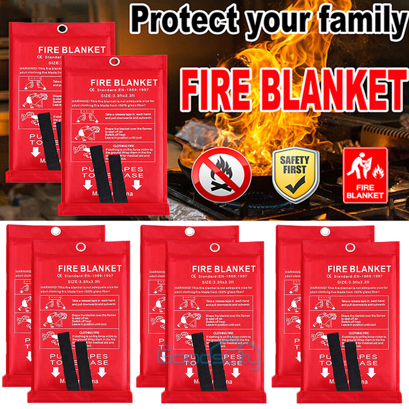 2-6 Pack Retardant Blankets Large Fire Blanket Fiberglass Prepared Emergency