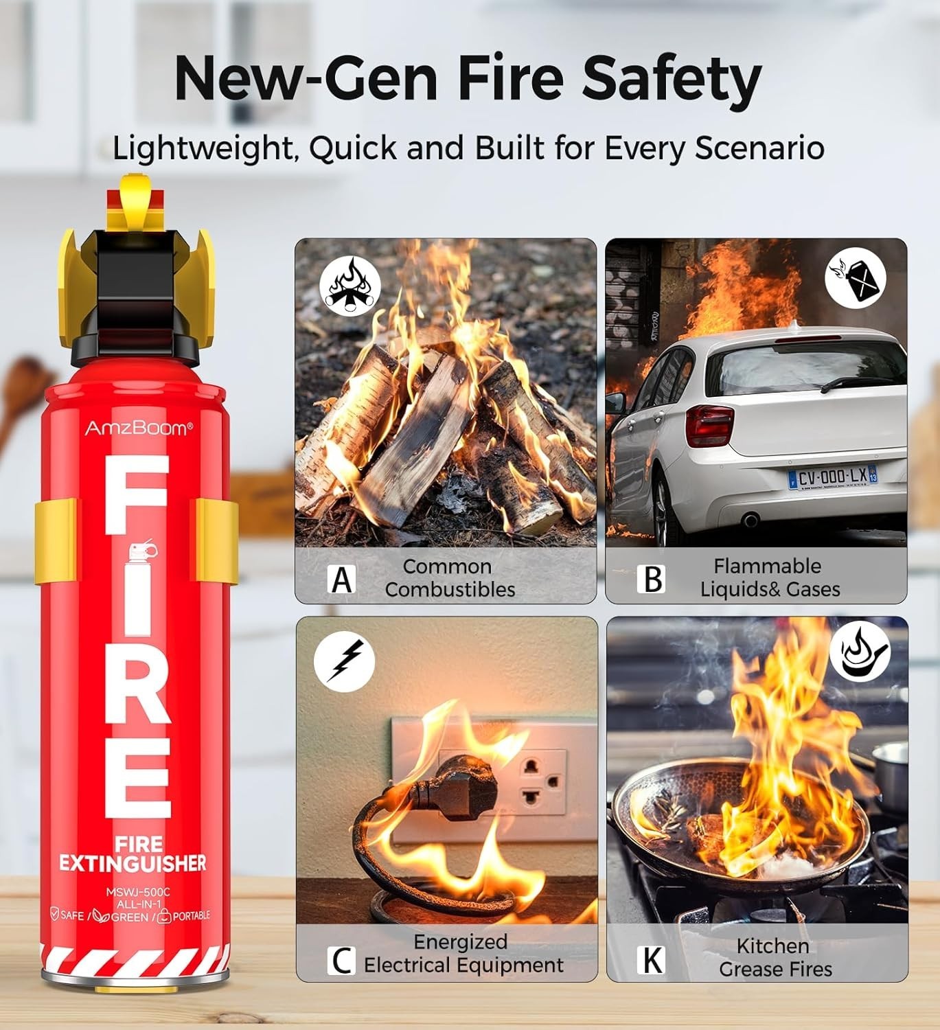 Water-Based Fire Extinguishers – Non-Toxic, Quick-Activate & Family Safe, 3 Pack