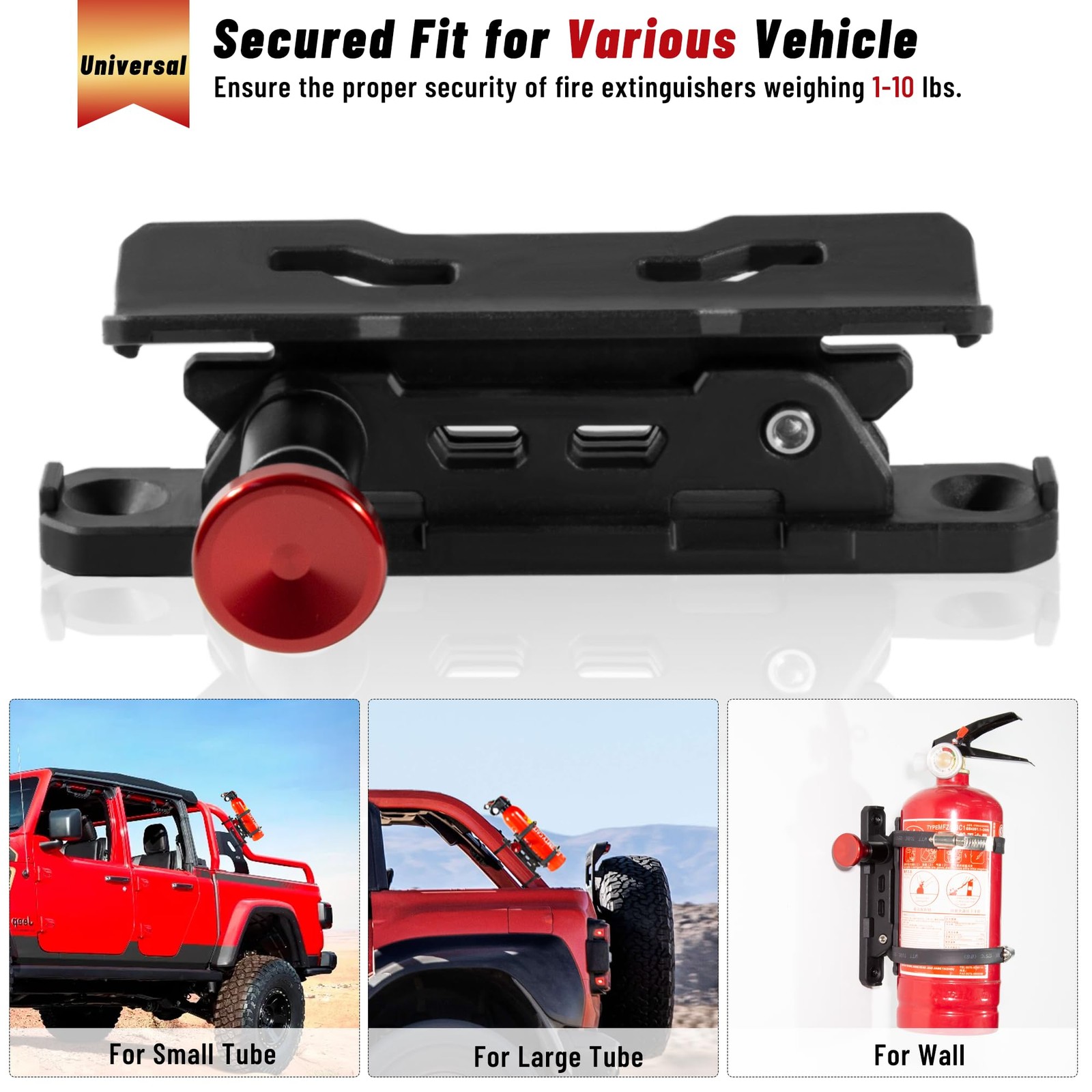 Quick Release Fire Extinguisher Mount with 10 Clamps, Universal Fit