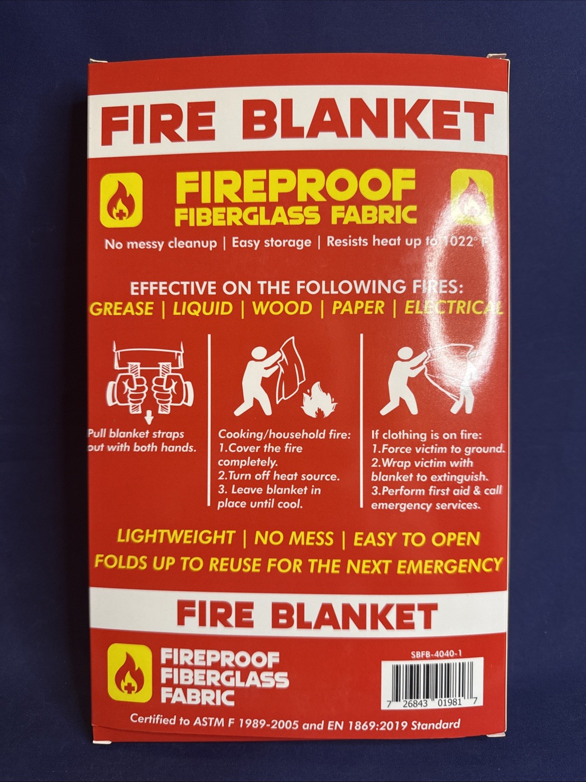 Silverback~ 40″ X 40″ Fireproof Fiberglass Fabric Fire Blanket .. Nee
