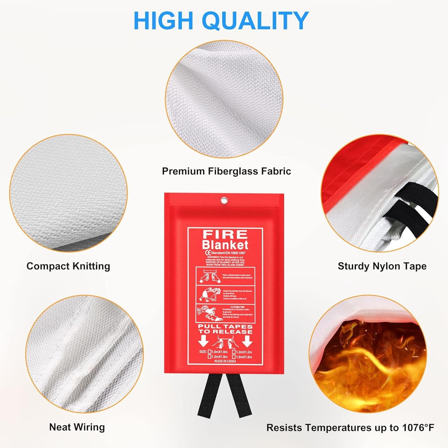 Emergency Fire Blanket for Kitchen/Home//Car, 1 Pack 39.37” x 39.37”Fire Safety