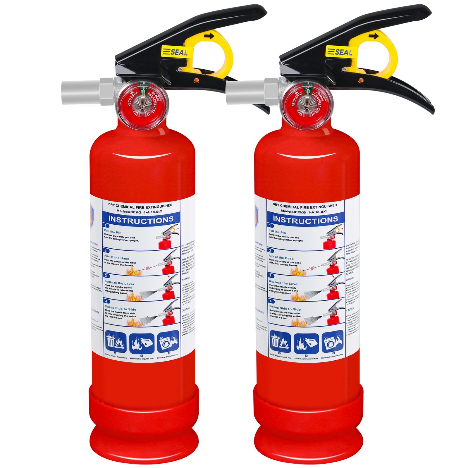 2 Pack ABC Dry Chemical Fire Extinguishers, 2.5 lb 1A:10B:C Rating for Home, Veh
