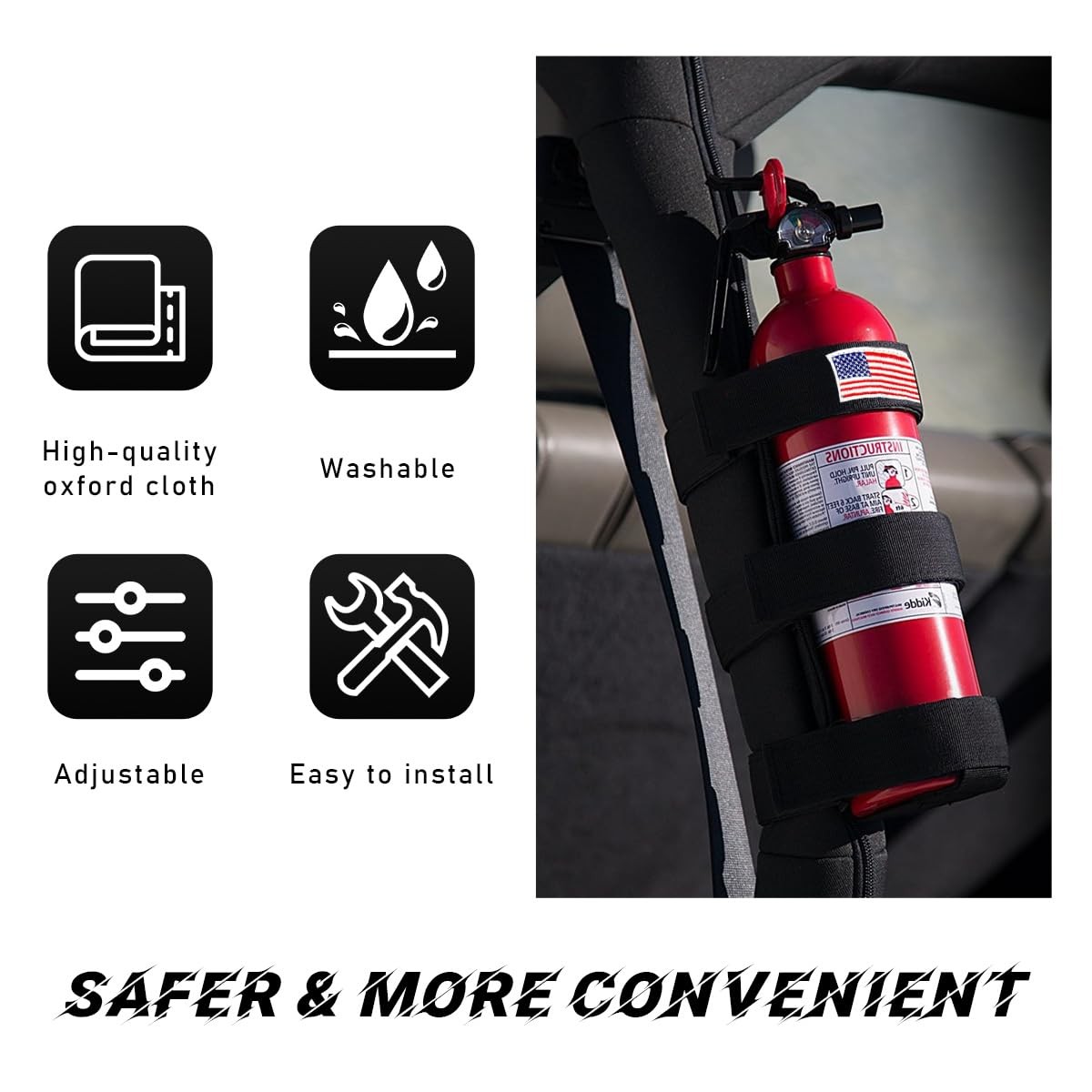 Fire Extinguisher Holder Adjustable Roll Bar Mount Bracket for Car Truck