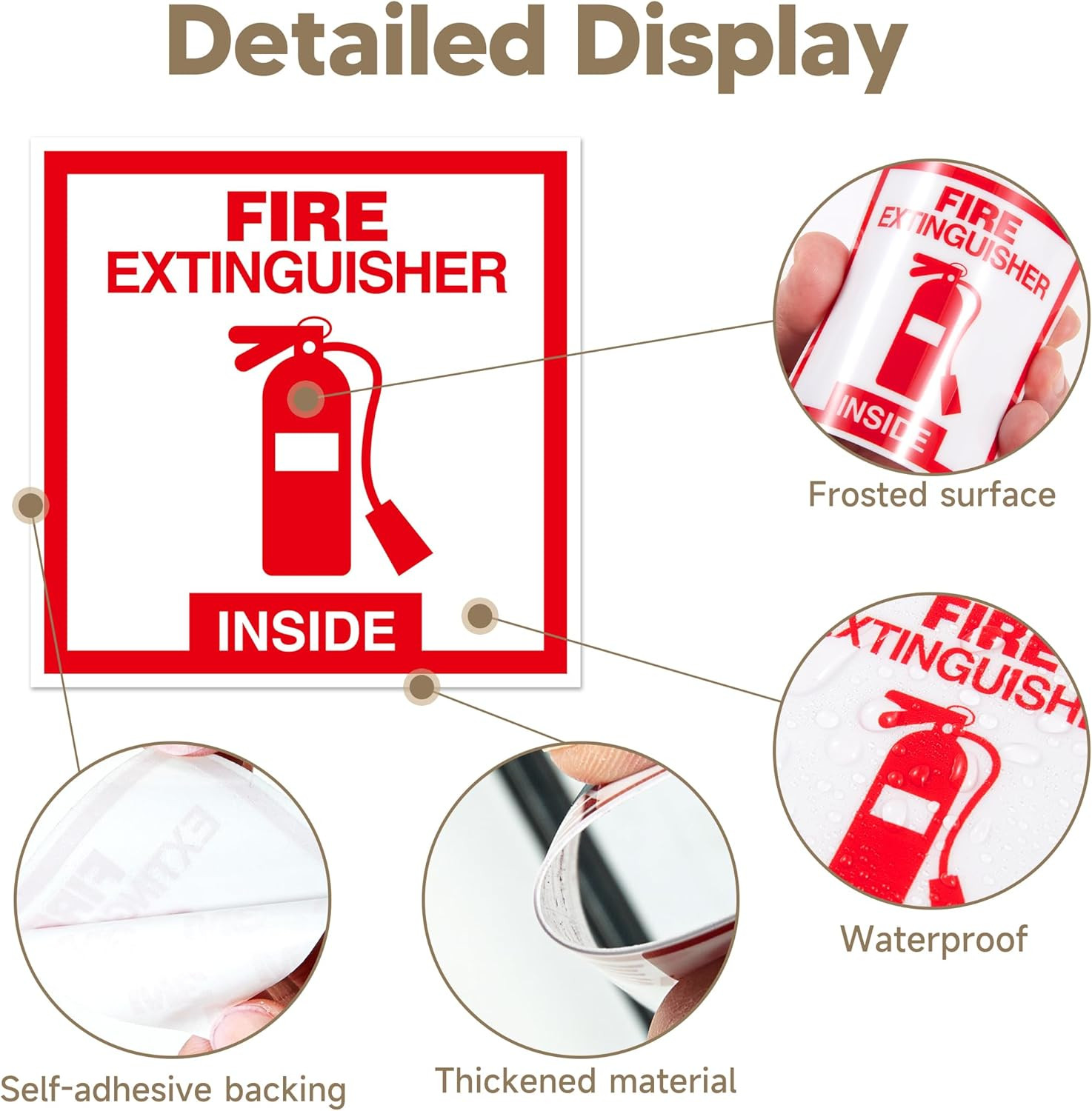 Fire Extinguisher Sign Stickers – 2 Pack, Waterproof, Self-Adhesive, Red/White