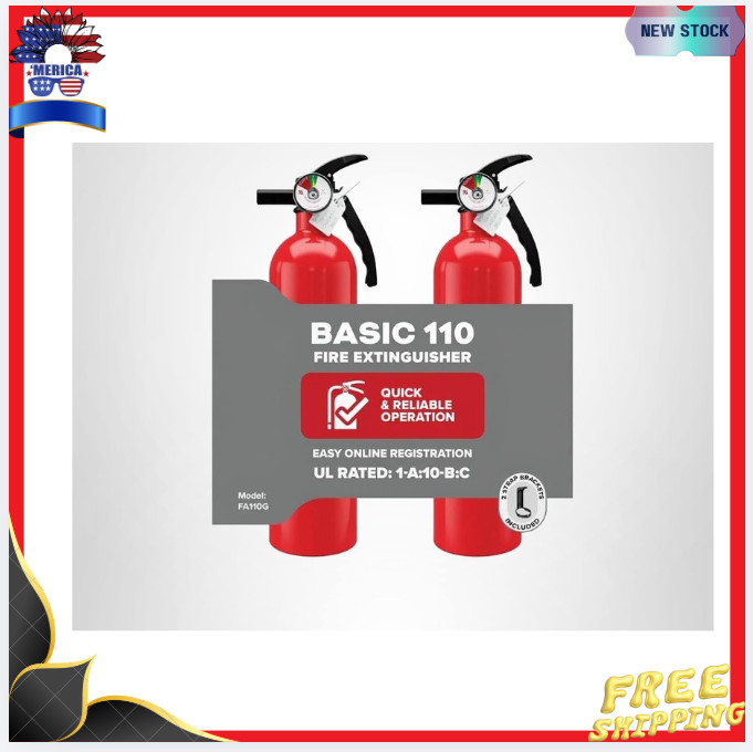 New 2 Pack Fire Extinguisher 1-A:10-B:C 2.5lb Dry Chemical Home Residential